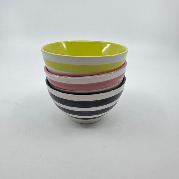 Thirty-One Mini Bowls 3 Pcs Get The Scoop Ice Cream Bowl Set Yellow Black Pink - Picture 3 of 5